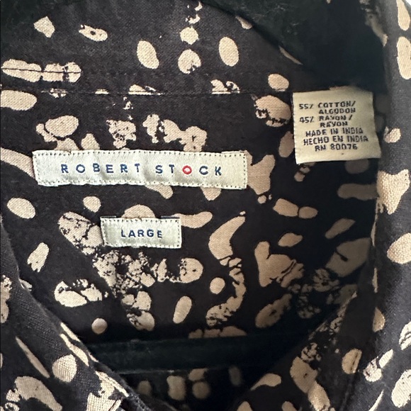 Robert Stock Cream and Black Shirt Men’s Size Large - Picture 2 of 3